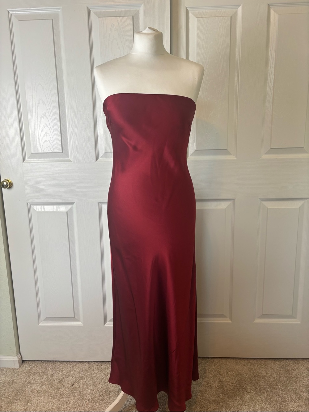 Wilfred Aritzia Charmaine Dress Burgundy Strapless Cocktail Wedding Guest Size M